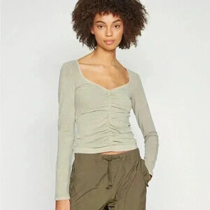 BDG Urban Outfitters ruched long sleeve top  size small color moss